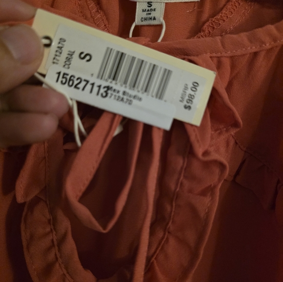 Max StudioShort-Sleeve Ruffle-Trim‎ Top Size Small - Picture 4 of 6